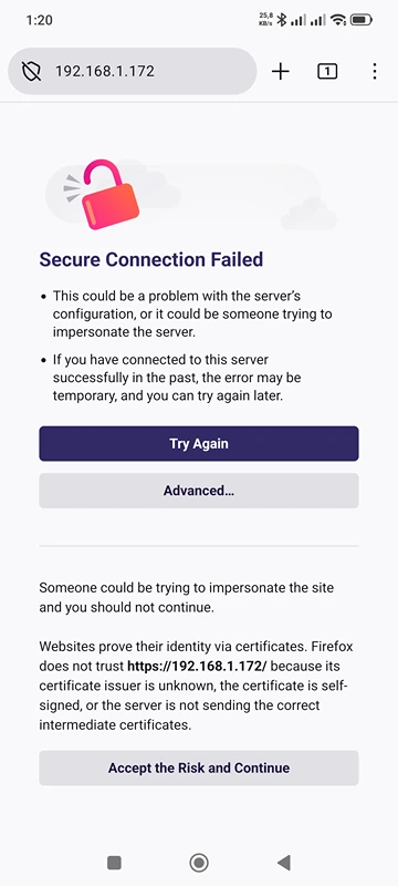 warning from firefox