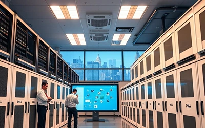technicians looking at servers