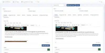 various screens of joomla
