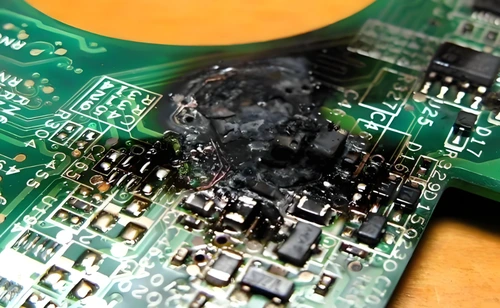 a burnt pcb