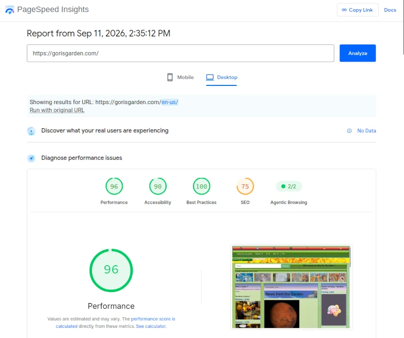 google lighthouse page