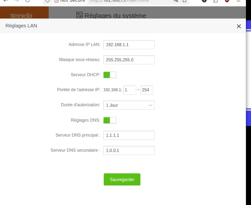 tenda admin lan settings